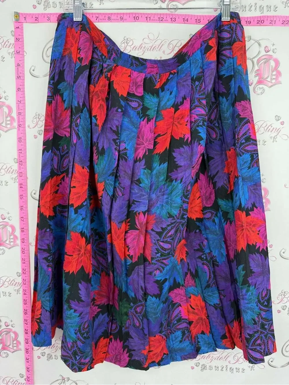 FAROUCHE set Vintage top & Floral Pleated Skirt - Multicolor retro 2 piece